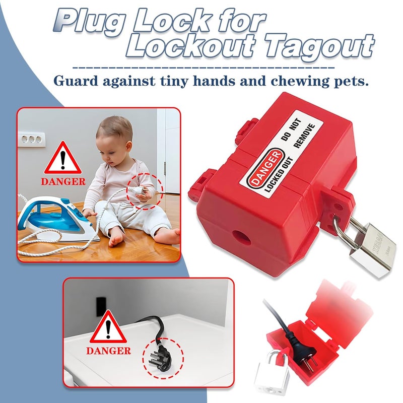 Young Dance Plug Lockout with Locking Tag, Industrial Grade Anti-Touch 110v Electric Plug & Thermostat Plug Plug Lock, Extension Cord Lock, Suitable for Factories, Home Children Power Plug Lock Protection - Image 4